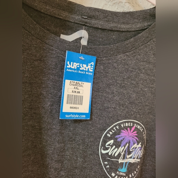 Surf Style Charcoal Long Sleeve Tee with Vibrant Palm Design - Fort Walton Beach - Picture 11 of 11